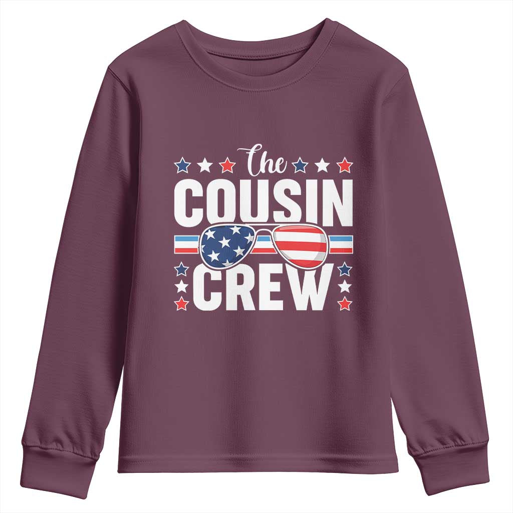 Funny The Cousin Crew 4th Of July Youth Sweatshirt Patriotic American Family Matching TS11 Maroon Print Your Wear