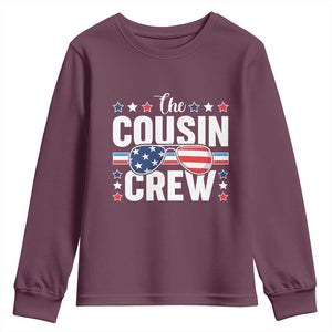 Funny The Cousin Crew 4th Of July Youth Sweatshirt Patriotic American Family Matching TS11 Maroon Print Your Wear