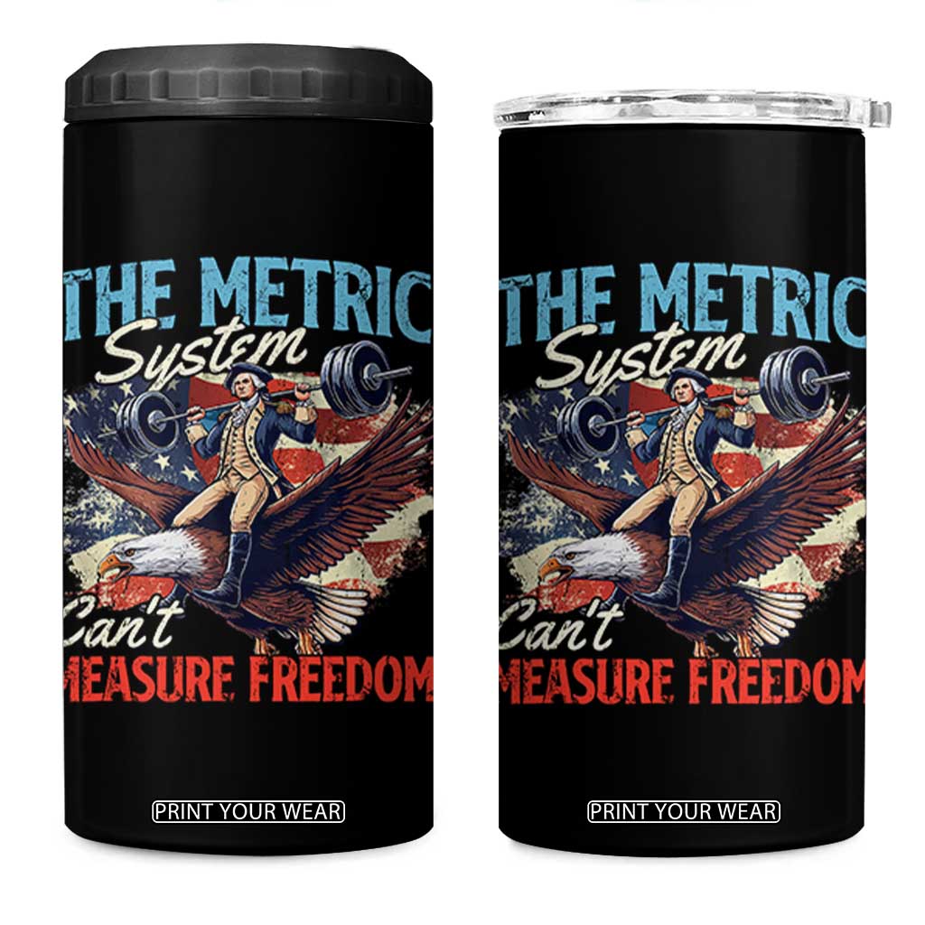 Funny The Metric System Can't Measure Freedom 4th Of July 4 in 1 Can Cooler Tumbler TS11 One Size: 16 oz Black Print Your Wear