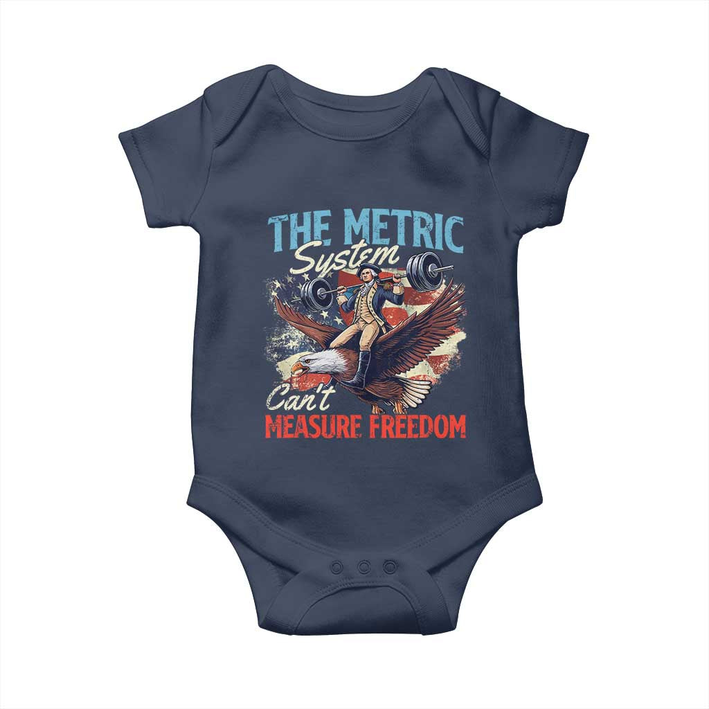Funny The Metric System Can't Measure Freedom 4th Of July Baby Onesie TS11 Navy Print Your Wear