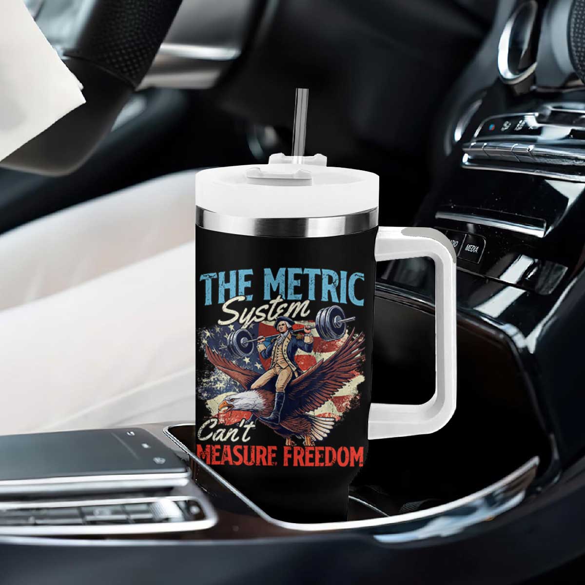 Funny The Metric System Can't Measure Freedom 4th Of July Tumbler With Handle TS11 Print Your Wear