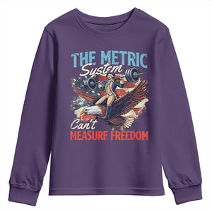 Funny The Metric System Can't Measure Freedom 4th Of July Youth Sweatshirt TS11 Purple Print Your Wear