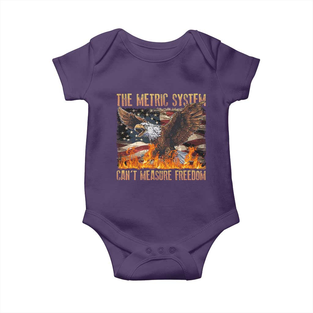 Funny The Metric System Can't Measure Freedom Baby Onesie 4th of July Fire Eagle USA Flag Meme TS11 Purple Print Your Wear