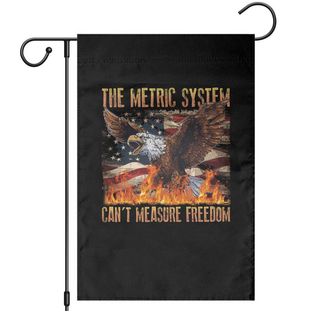 Funny The Metric System Can't Measure Freedom Garden Flag 4th of July Fire Eagle USA Flag Meme TS11 Black Print Your Wear