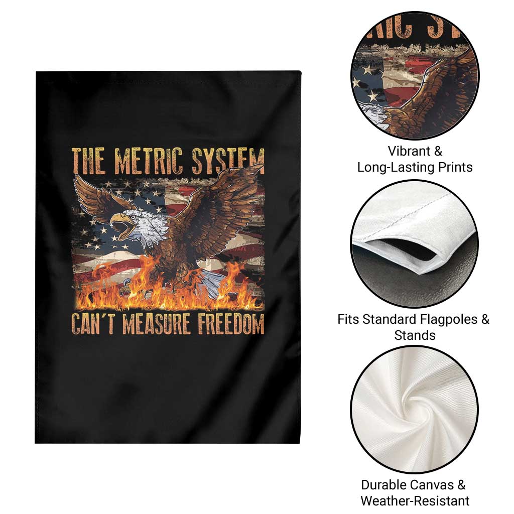Funny The Metric System Can't Measure Freedom Garden Flag 4th of July Fire Eagle USA Flag Meme TS11 Print Your Wear