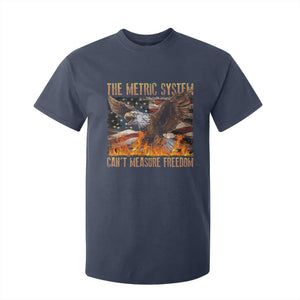 Funny The Metric System Can't Measure Freedom T Shirt For Kid 4th of July Fire Eagle USA Flag Meme TS11 Navy Print Your Wear
