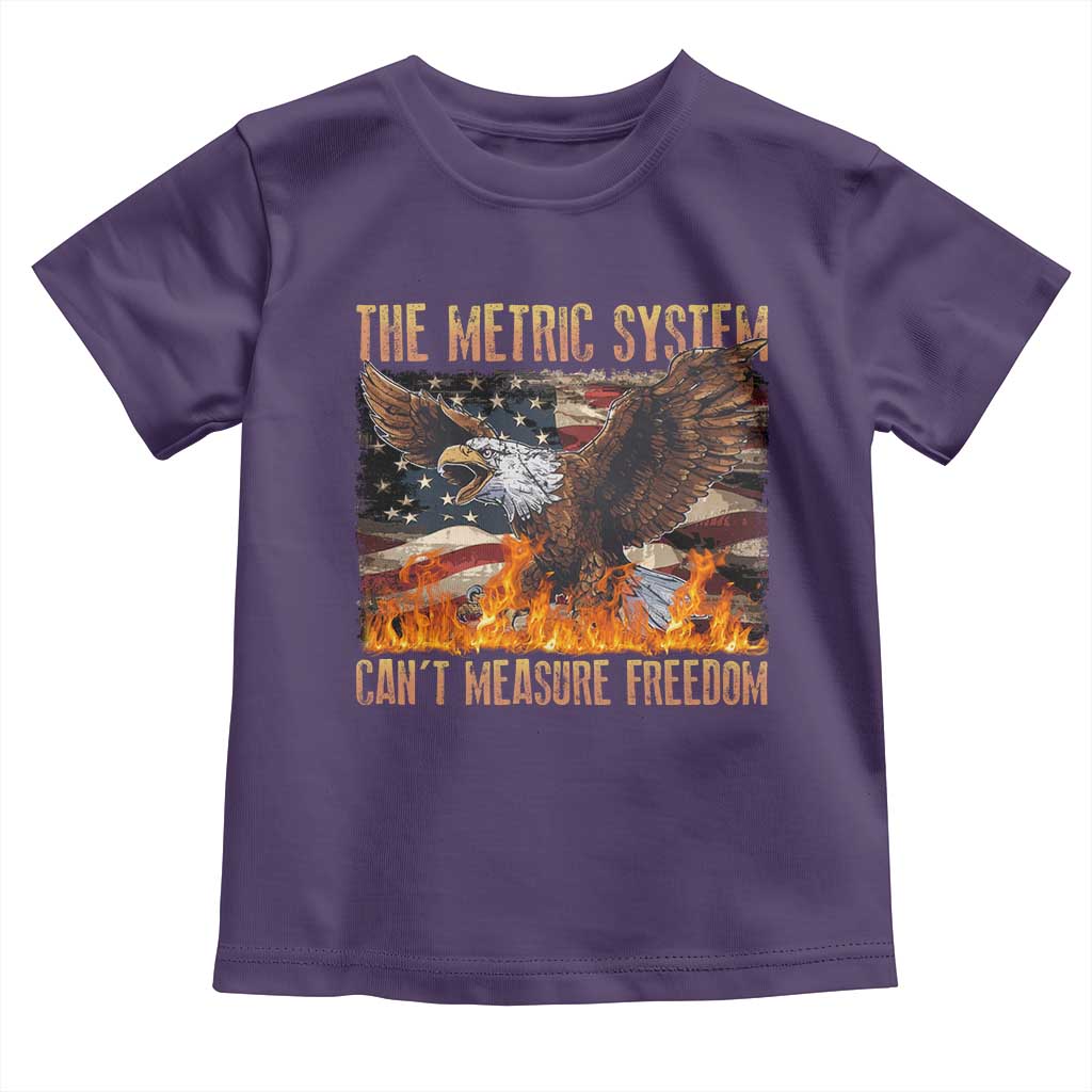 Funny The Metric System Can't Measure Freedom Toddler T Shirt 4th of July Fire Eagle USA Flag Meme TS11 Purple Print Your Wear