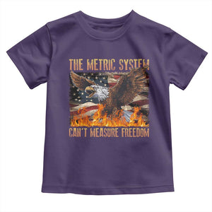Funny The Metric System Can't Measure Freedom Toddler T Shirt 4th of July Fire Eagle USA Flag Meme TS11 Purple Print Your Wear