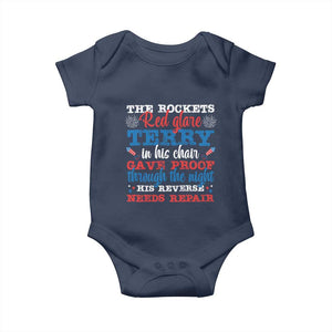 Funny The Rockets Red Glare Terry In His Chair His Reverse Needs Repair Baby Onesie 4th Of July Meme TS11 Navy Print Your Wear