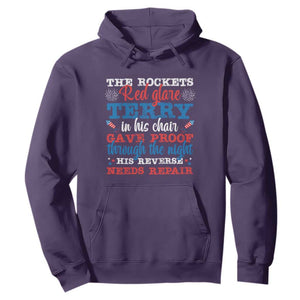 Funny The Rockets Red Glare Terry In His Chair His Reverse Needs Repair Hoodie 4th Of July Meme TS11 Purple Print Your Wear