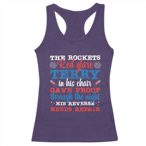 Funny The Rockets Red Glare Terry In His Chair His Reverse Needs Repair Racerback Tank Top 4th Of July Meme TS11 Purple Print Your Wear