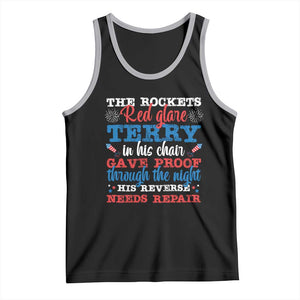Funny The Rockets Red Glare Terry In His Chair His Reverse Needs Repair Tank Top 4th Of July Meme TS11 Black Athletic Heather Print Your Wear