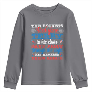 Funny The Rockets Red Glare Terry In His Chair His Reverse Needs Repair Youth Sweatshirt 4th Of July Meme TS11 Charcoal Print Your Wear