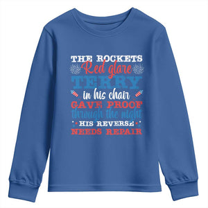 Funny The Rockets Red Glare Terry In His Chair His Reverse Needs Repair Youth Sweatshirt 4th Of July Meme TS11 Royal Blue Print Your Wear