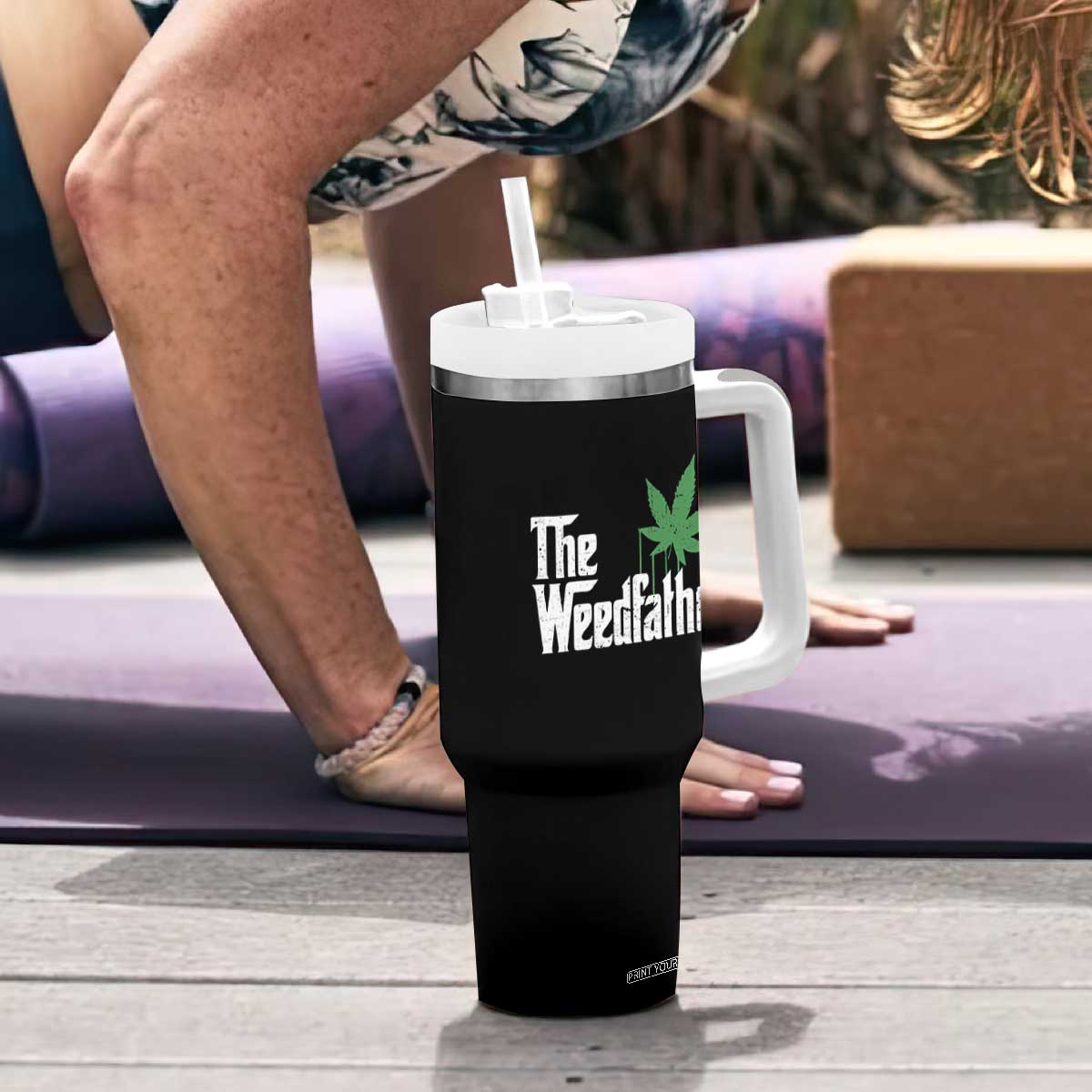 Funny The Weedfather Tumbler With Handle Marijuana Stoner Dad Fathers Day TS11 Print Your Wear