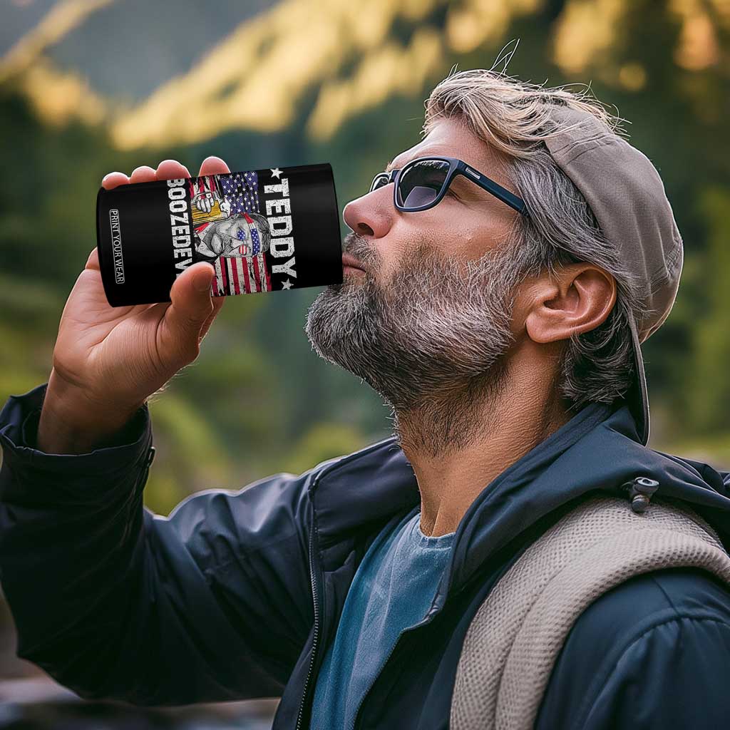 Funny Theodore Roosevelt 4th Of July 4 in 1 Can Cooler Tumbler Teddy Boozedevelt Drinking American Flag TS10 Print Your Wear