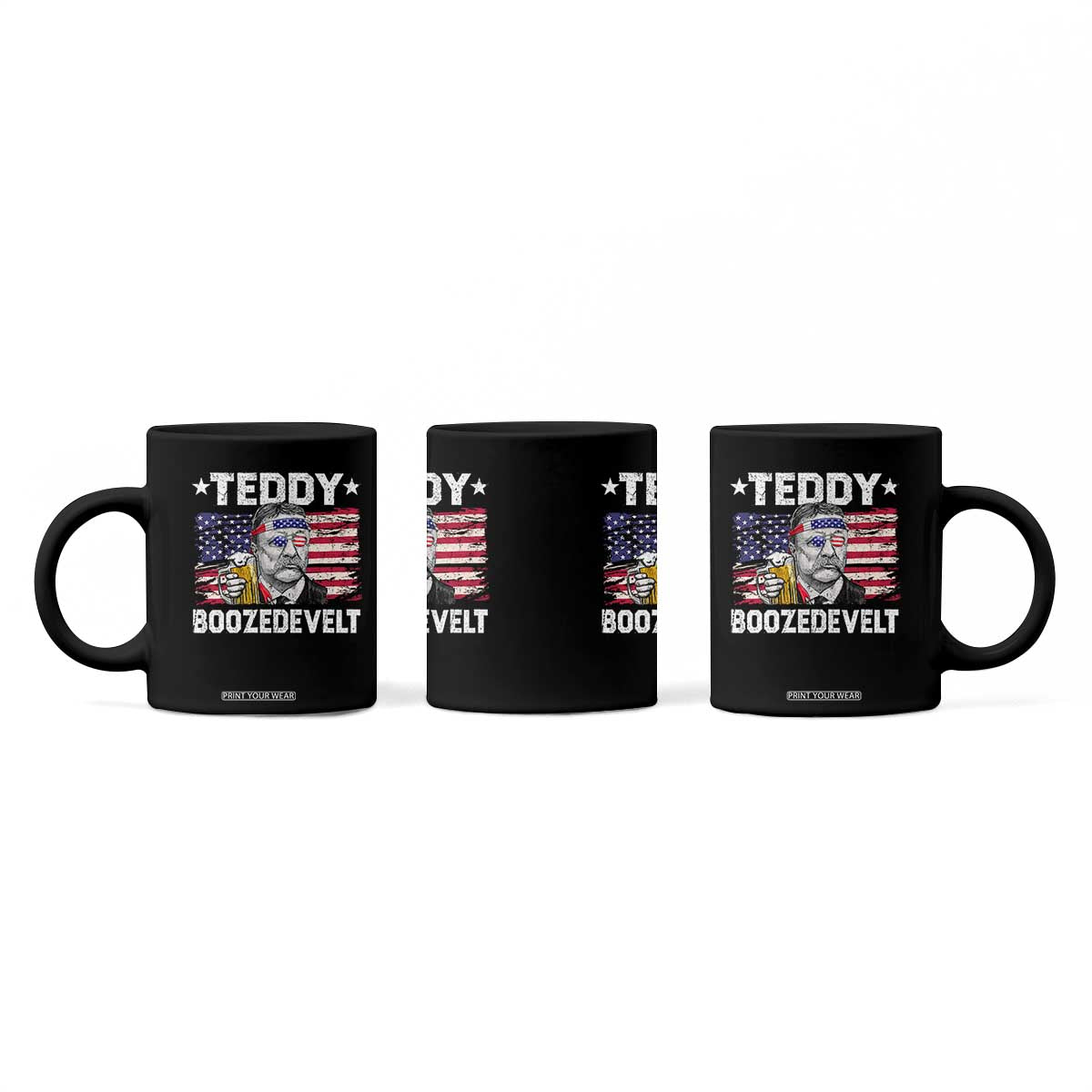 Funny Theodore Roosevelt 4th Of July Coffee Mug Teddy Boozedevelt Drinking American Flag TS10 Print Your Wear