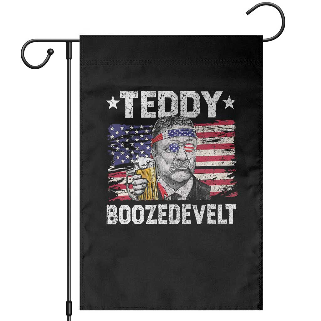 Funny Theodore Roosevelt 4th Of July Garden Flag Teddy Boozedevelt Drinking American Flag TS10 Black Print Your Wear