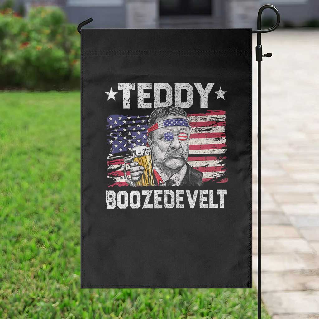 Funny Theodore Roosevelt 4th Of July Garden Flag Teddy Boozedevelt Drinking American Flag TS10 Print Your Wear