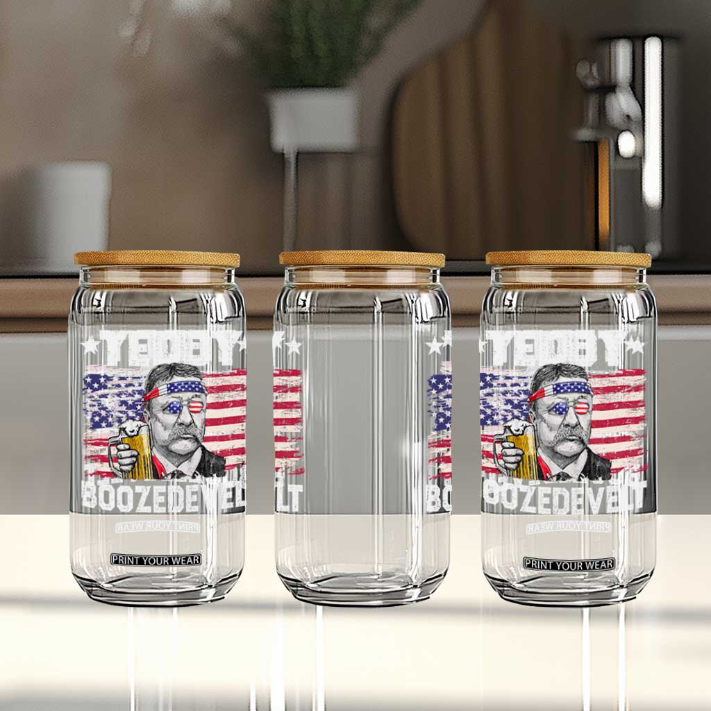 Funny Theodore Roosevelt 4th Of July Glass Can Teddy Boozedevelt Drinking American Flag TS10 Print Your Wear