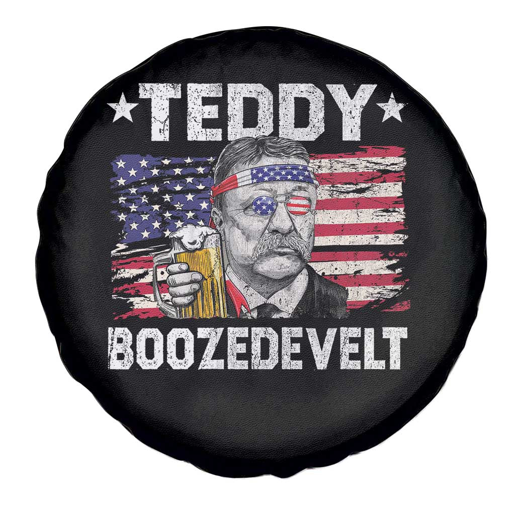 Funny Theodore Roosevelt 4th Of July Spare Tire Cover Teddy Boozedevelt Drinking American Flag TS10 Print Your Wear