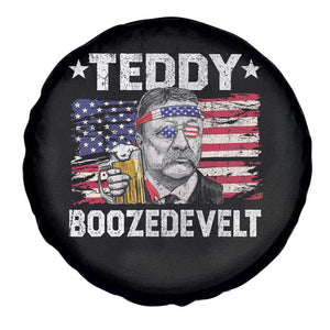 Funny Theodore Roosevelt 4th Of July Spare Tire Cover Teddy Boozedevelt Drinking American Flag TS10 Print Your Wear