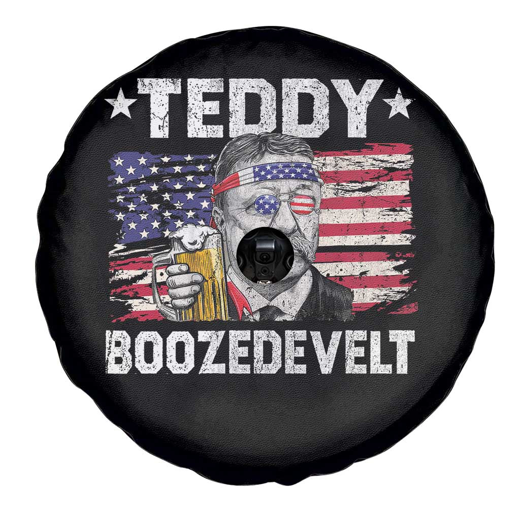 Funny Theodore Roosevelt 4th Of July Spare Tire Cover Teddy Boozedevelt Drinking American Flag TS10 Print Your Wear
