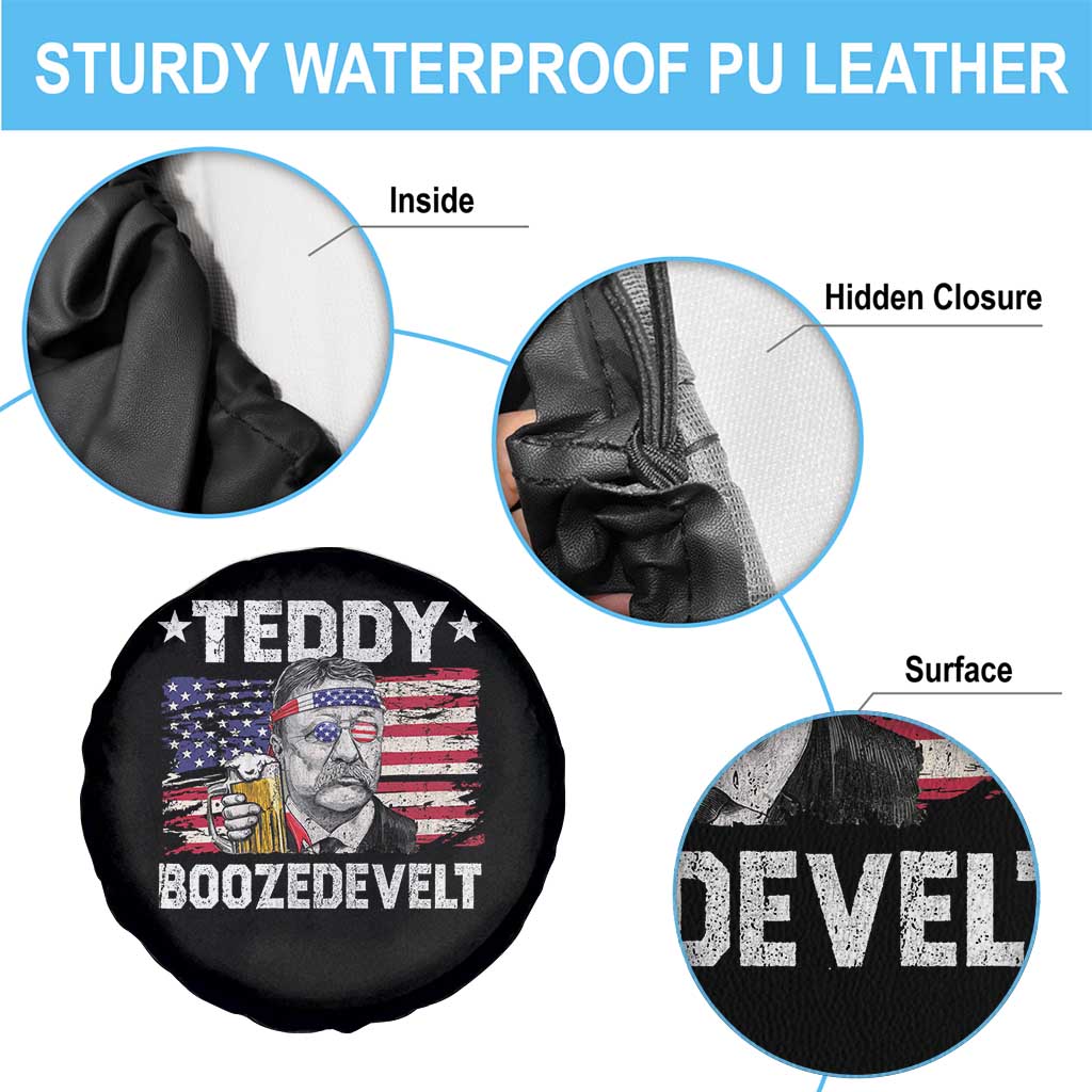 Funny Theodore Roosevelt 4th Of July Spare Tire Cover Teddy Boozedevelt Drinking American Flag TS10 Print Your Wear