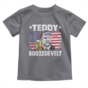 Funny Theodore Roosevelt 4th Of July Toddler T Shirt Teddy Boozedevelt Drinking American Flag TS10 Charcoal Print Your Wear