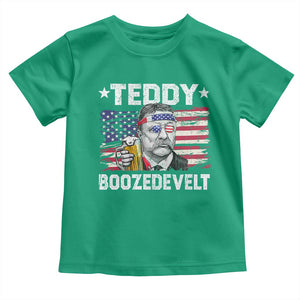 Funny Theodore Roosevelt 4th Of July Toddler T Shirt Teddy Boozedevelt Drinking American Flag TS10 Irish Green Print Your Wear