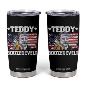 Funny Theodore Roosevelt 4th Of July Tumbler Cup Teddy Boozedevelt Drinking American Flag TS10 Black Print Your Wear