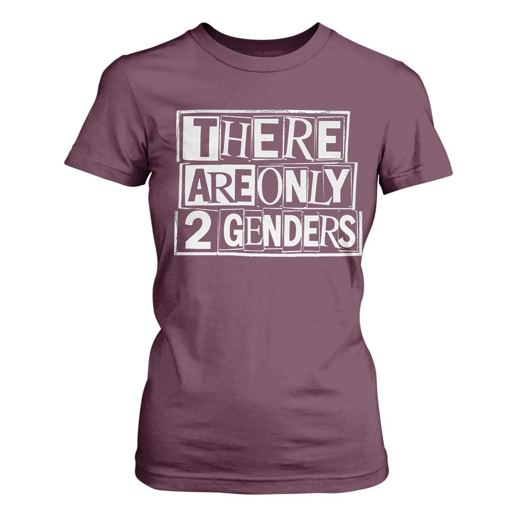 Funny There Are Only 2 Genders Male And Female T Shirt For Women TS11 Maroon Print Your Wear