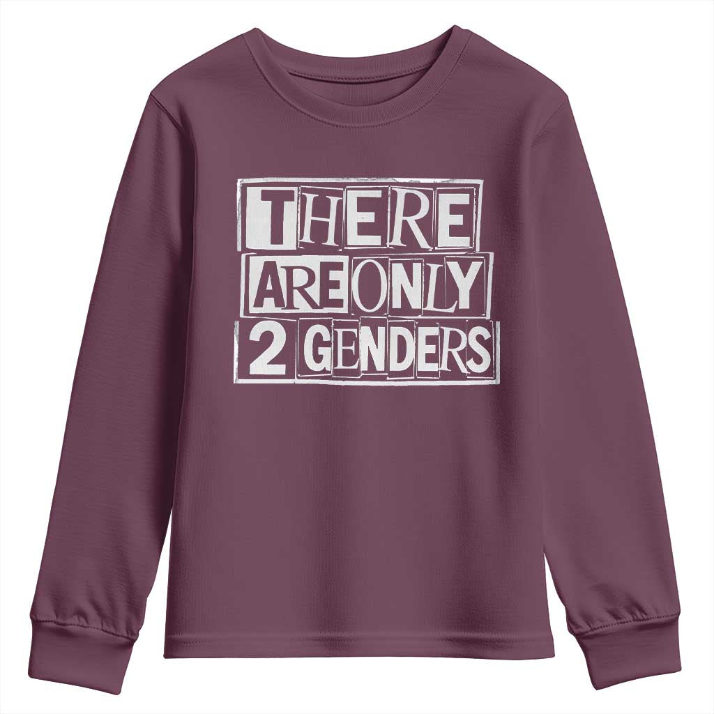 Funny There Are Only 2 Genders Male And Female Youth Sweatshirt TS11 Maroon Print Your Wear
