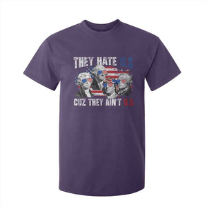 Funny They Hate Us Cuz They Ain't Us T Shirt For Kid Founding Fathers 4th of July American Flag TS11 Purple Print Your Wear
