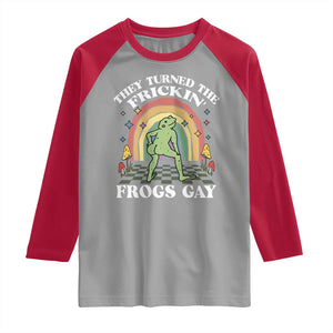 Funny They Turned The Frickin Frogs Gay Raglan Shirt Gay Frog LGBT Rainbow TS11 Sport Gray Red Print Your Wear