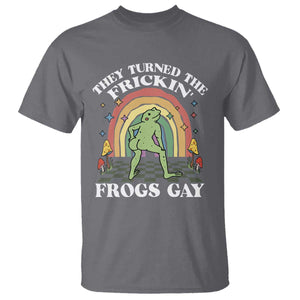 Funny They Turned The Frickin Frogs Gay T Shirt Gay Frog LGBT Rainbow TS11 Charcoal Print Your Wear