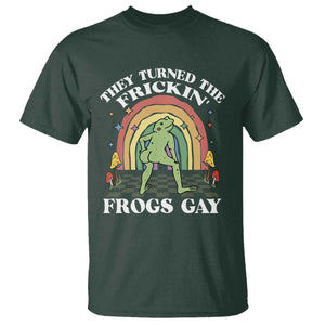 Funny They Turned The Frickin Frogs Gay T Shirt Gay Frog LGBT Rainbow TS11 Dark Forest Green Print Your Wear