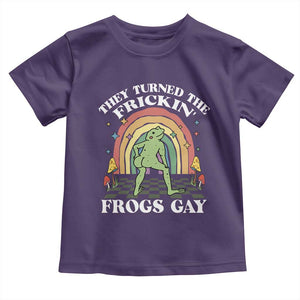 Funny They Turned The Frickin Frogs Gay Toddler T Shirt Gay Frog LGBT Rainbow TS11 Purple Print Your Wear
