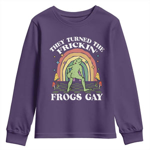 Funny They Turned The Frickin Frogs Gay Youth Sweatshirt Gay Frog LGBT Rainbow TS11 Purple Print Your Wear