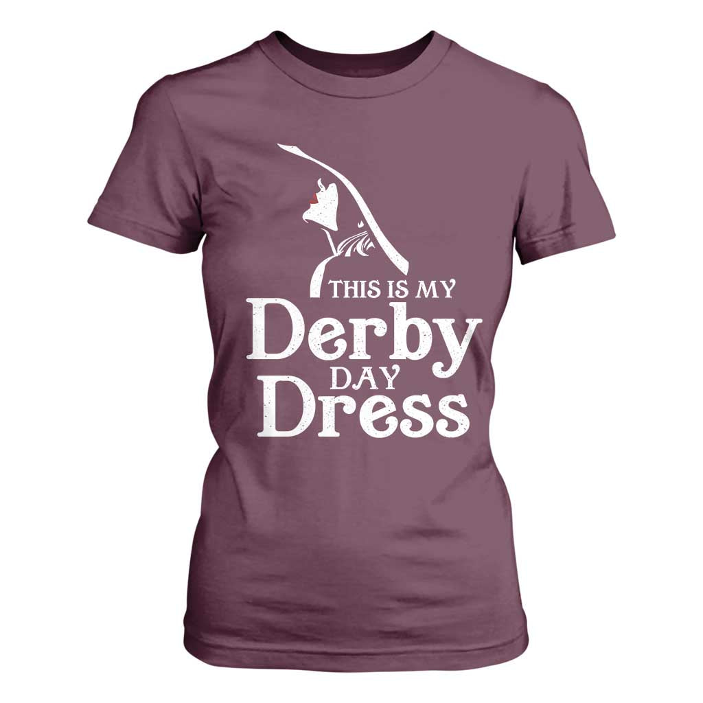Funny This Is My Derby Day Dress T Shirt For Women Horse Racing Fascinator Hat TS11 Maroon Print Your Wear