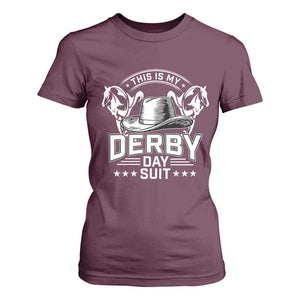 Funny This Is My Derby Day Suit T Shirt For Women Horse Racing TS11 Maroon Print Your Wear