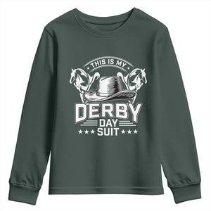 Funny This Is My Derby Day Suit Youth Sweatshirt Horse Racing TS11 Dark Forest Green Print Your Wear