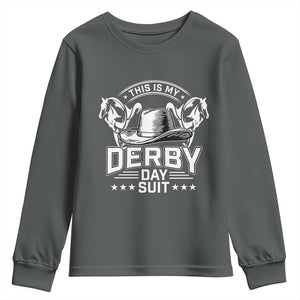 Funny This Is My Derby Day Suit Youth Sweatshirt Horse Racing TS11 Dark Heather Print Your Wear