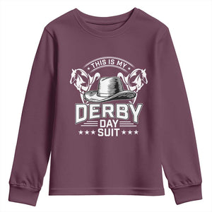 Funny This Is My Derby Day Suit Youth Sweatshirt Horse Racing TS11 Maroon Print Your Wear