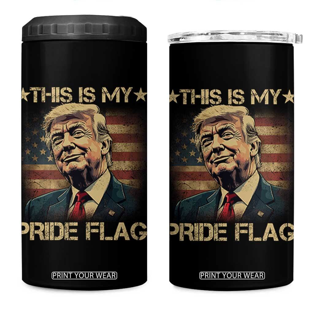 Funny This Is My Pride Flag Trump 4 in 1 Can Cooler Tumbler 4th Of July Vintage American Flag TS11 One Size: 16 oz Black Print Your Wear