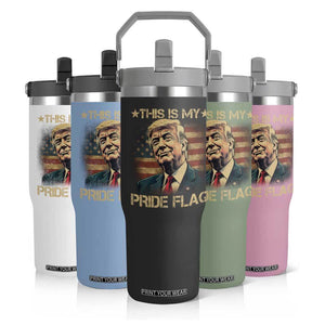 Funny This Is My Pride Flag Trump Flip Straw Tumbler 4th Of July Vintage American Flag TS11 Print Your Wear