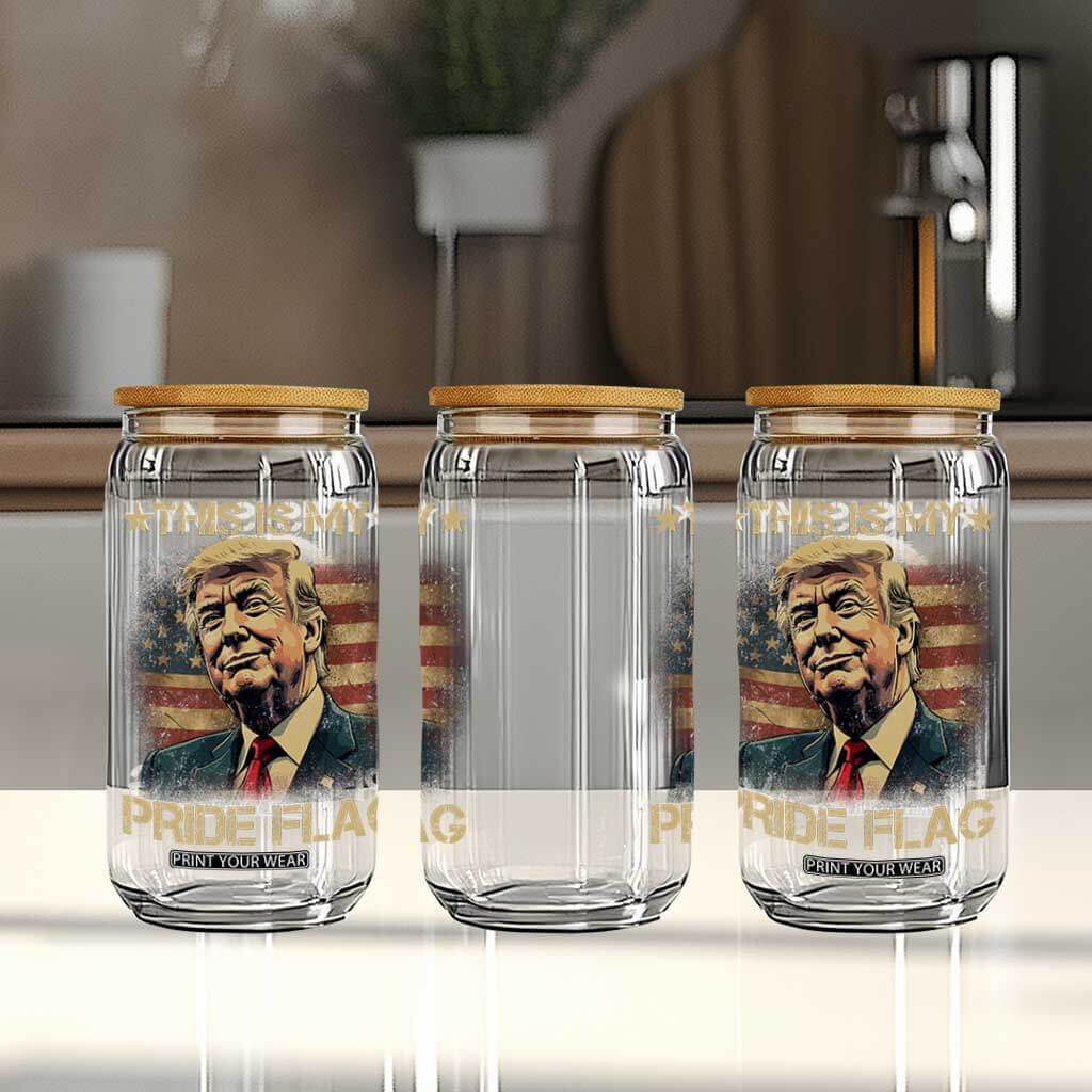 Funny This Is My Pride Flag Trump Glass Can 4th Of July Vintage American Flag TS11 Print Your Wear