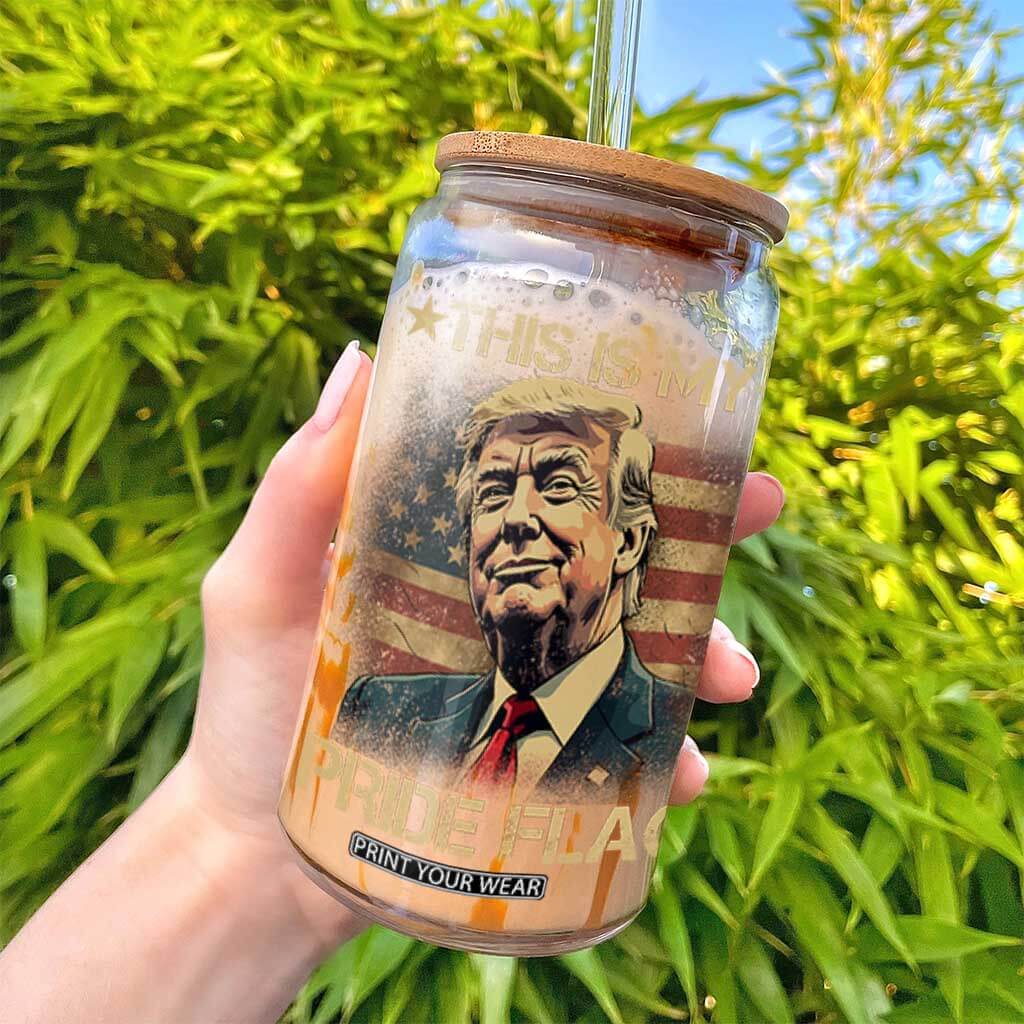 Funny This Is My Pride Flag Trump Glass Can 4th Of July Vintage American Flag TS11 Print Your Wear