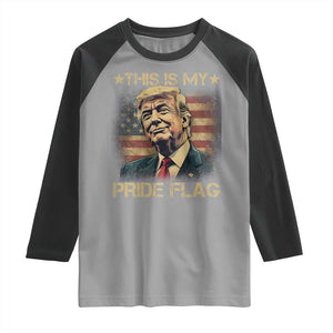 Funny This Is My Pride Flag Trump Raglan Shirt 4th Of July Vintage American Flag TS11 Sport Gray Black Print Your Wear