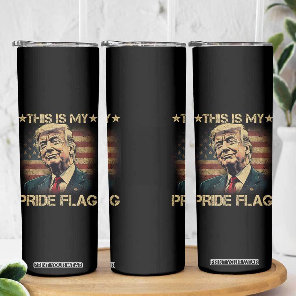Funny This Is My Pride Flag Trump Skinny Tumbler 4th Of July Vintage American Flag TS11 Print Your Wear
